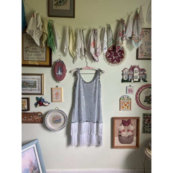 90's vintage Star Styled 20's style flapper costume sequin and fringe dress - Picture 1 of 7